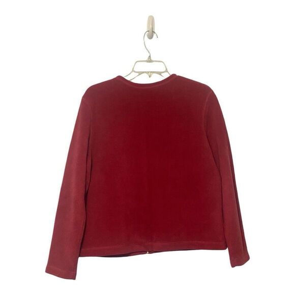 Croft Barrow Christmas Sweater Size PM Full Zip Snowmen Women Red Fleece - Picture 2 of 11